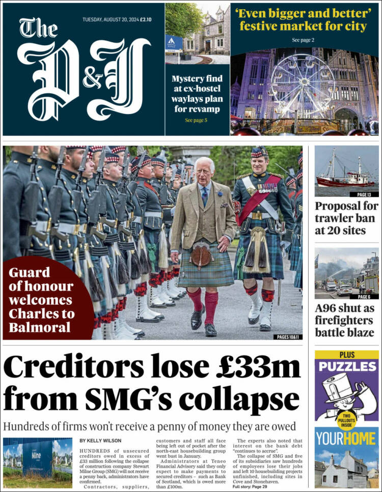 Portada de The Press and Journal (Reino Unido)