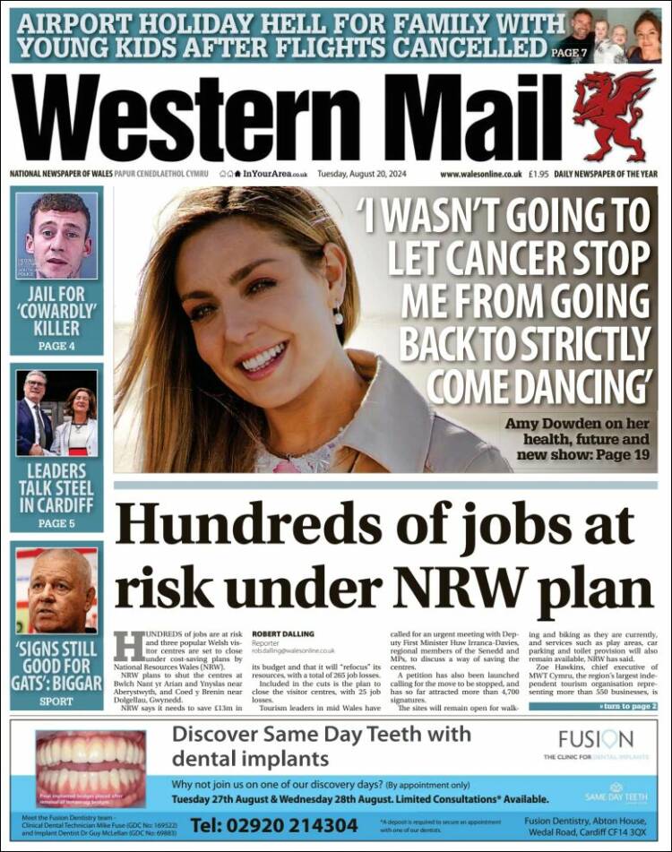 Portada de Western Mail (Reino Unido)