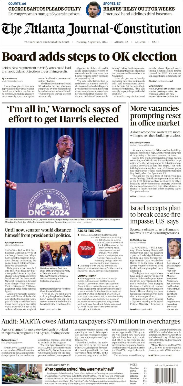 Portada de The Atlanta Journal-Constitution (USA)