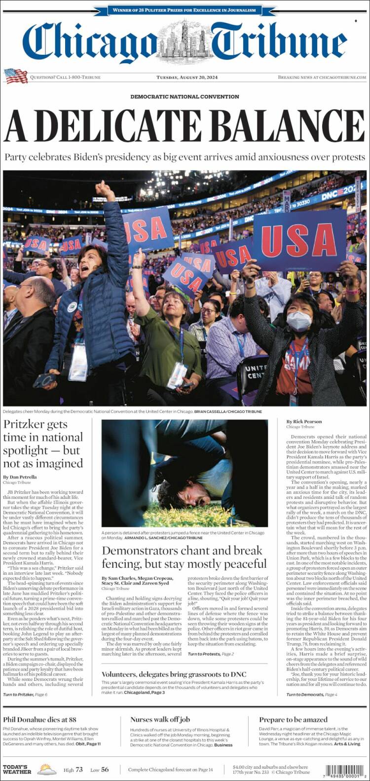 Portada de Chicago Tribune (USA)