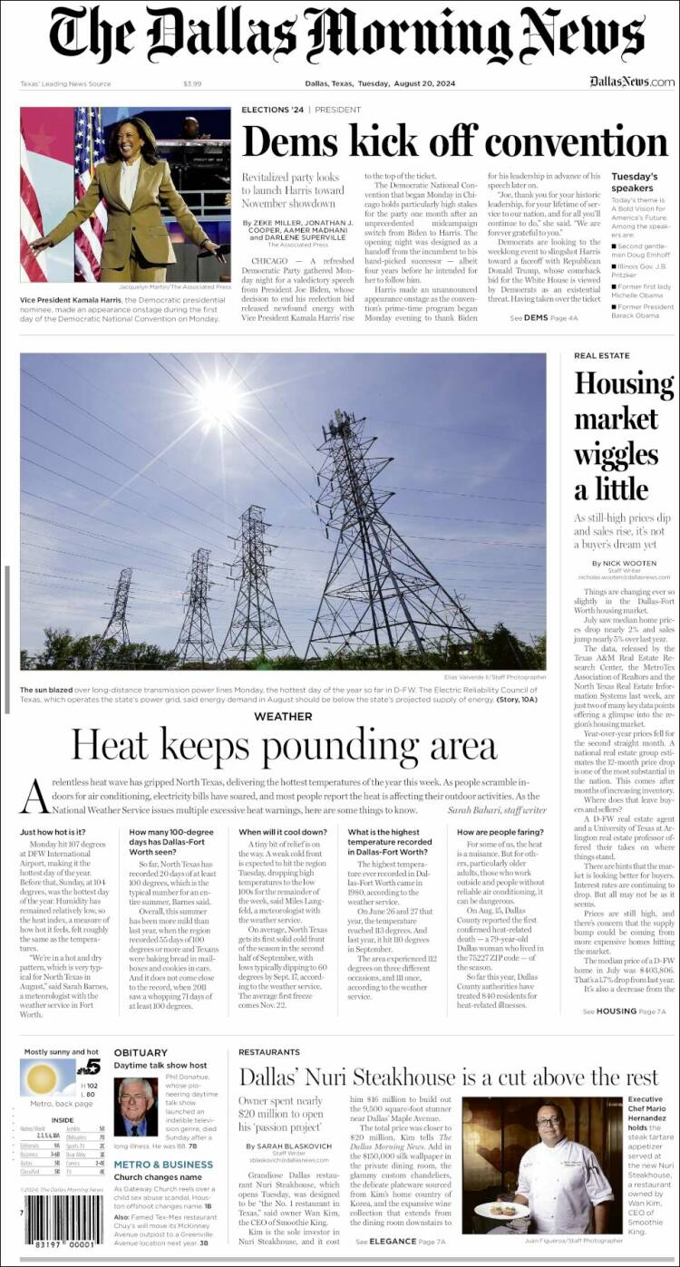 Portada de Dallas Morning News (USA)
