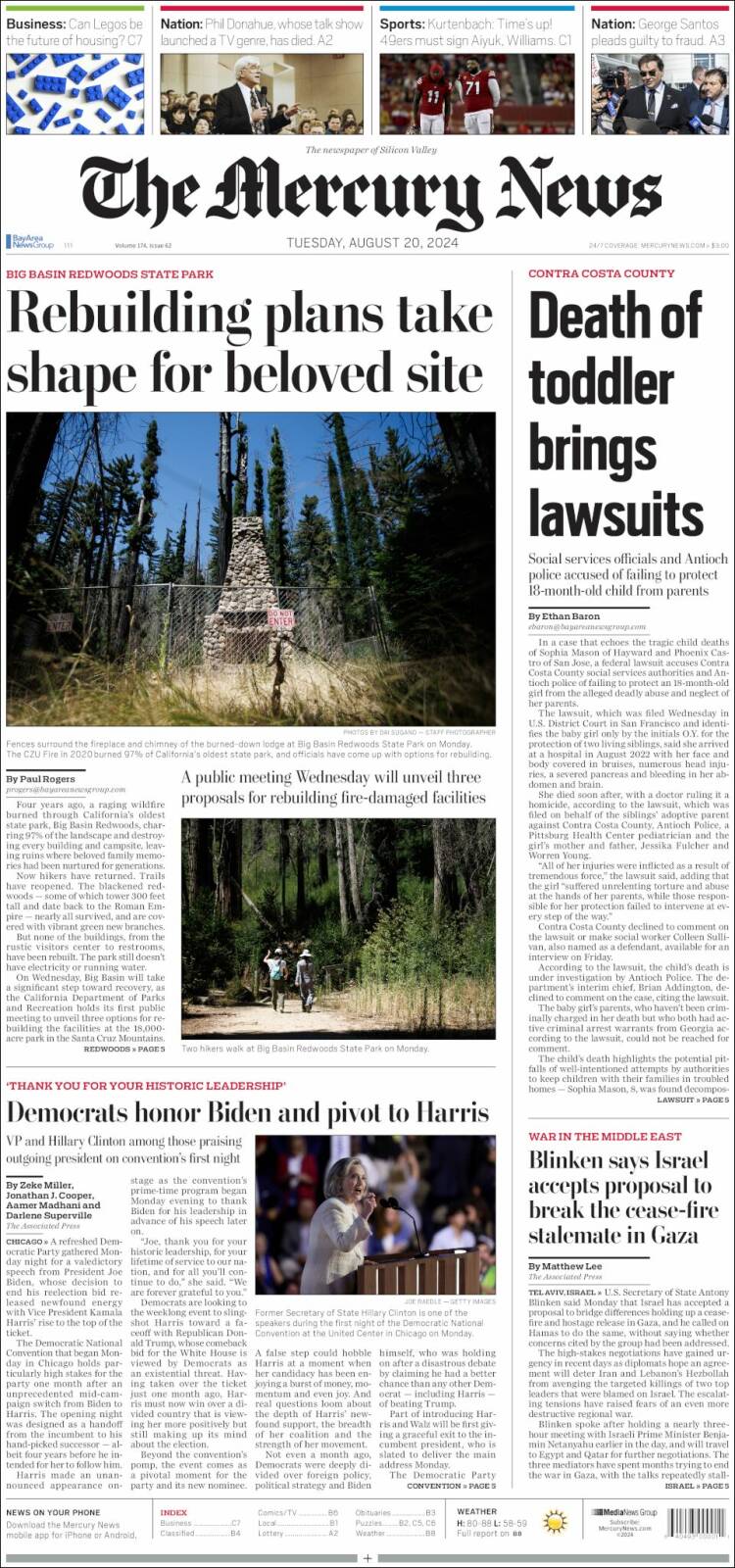 Portada de San Jose Mercury News (USA)