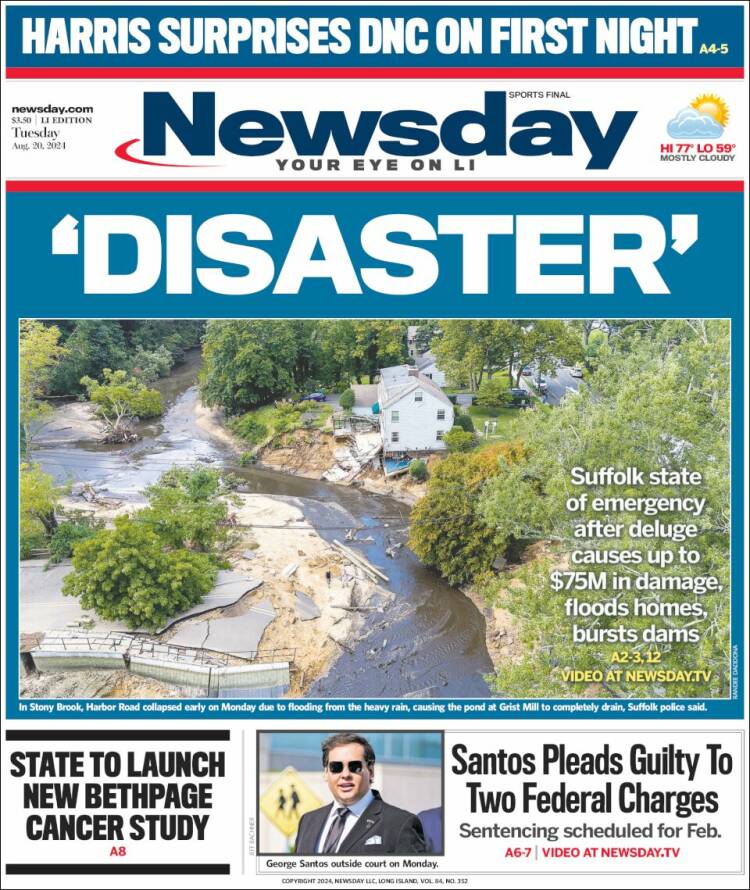 Portada de Newsday (USA)