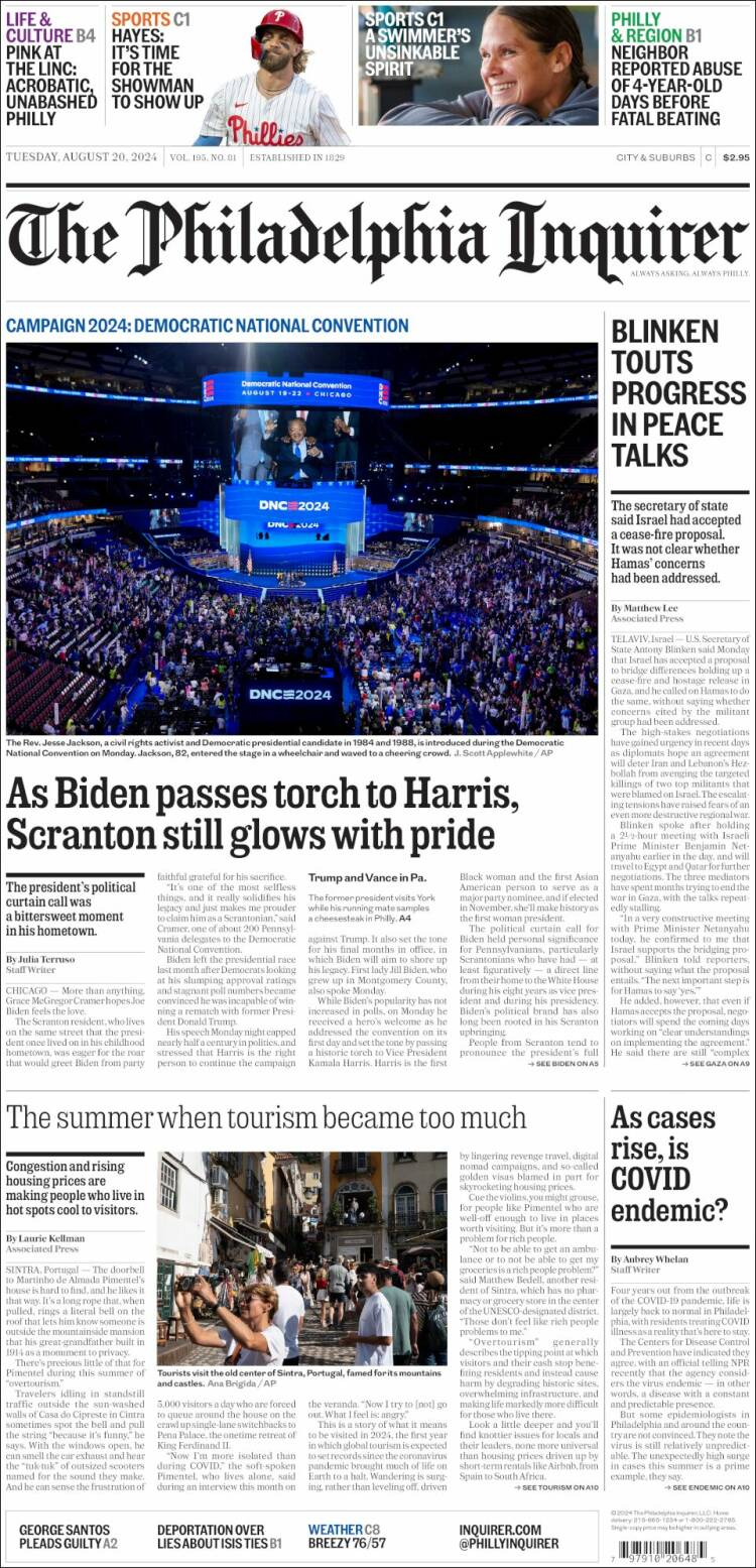 Portada de Philadelphia Inquirer (USA)