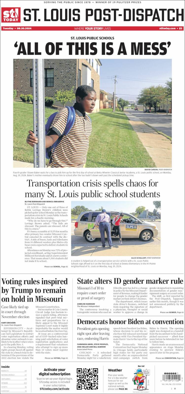 Portada de St. Louis Post-Dispatch (USA)