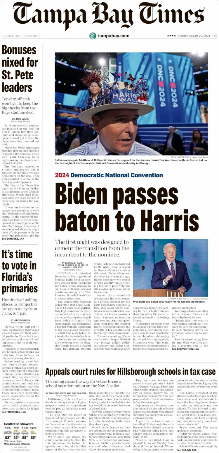Portada de Tampa Bay Times (USA)