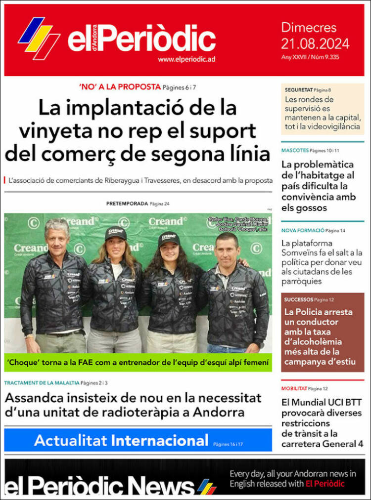 Portada de El Periòdic d'Andorra (Andorra)