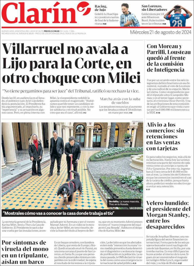 Portada de Clarín (Argentina)