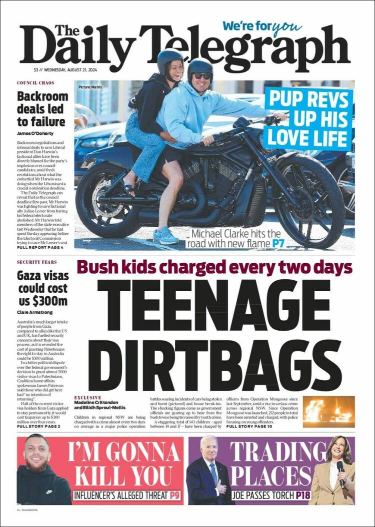 Portada de The Daily Telegraph (Australia)