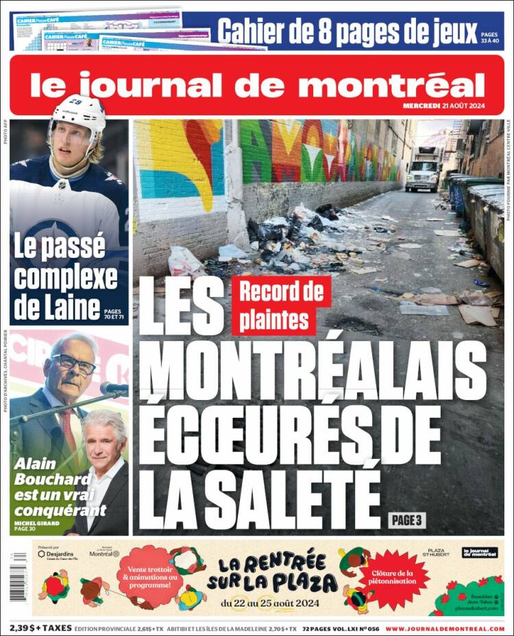 Portada de Le Journal de Montréal (Canadá)