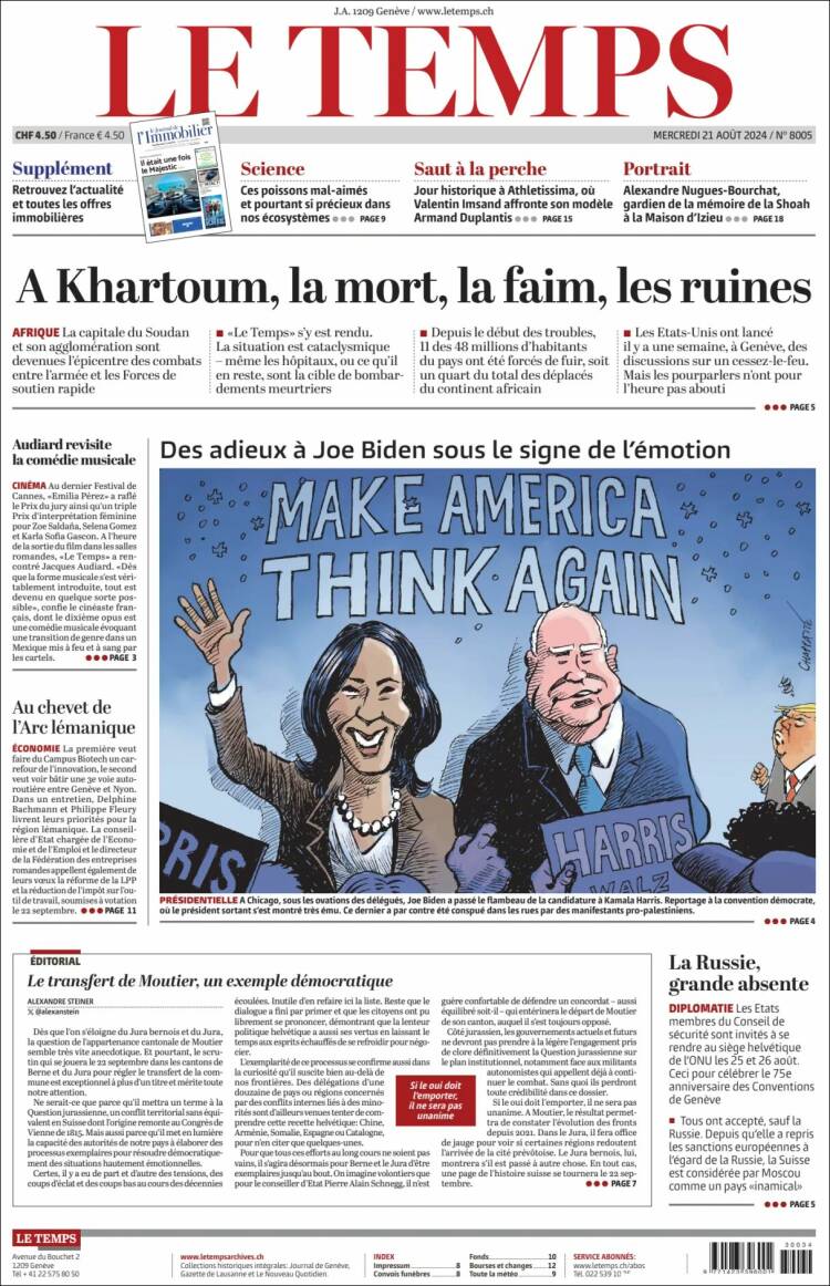 Portada de Le Matin (Suiza)