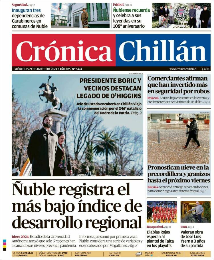 Portada de Crónica Chillán (Chile)