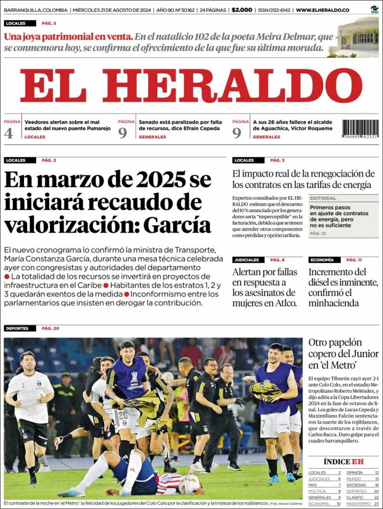 Portada de El Heraldo (Colombia)