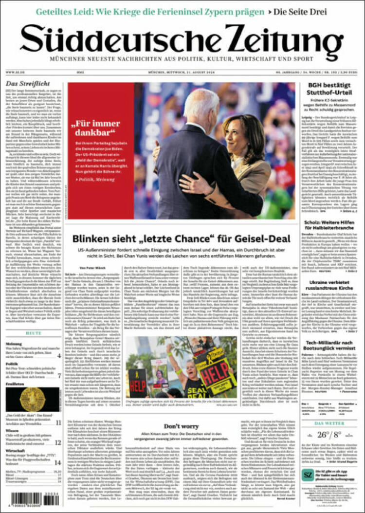 Portada de Sueddeutsche (Alemania)