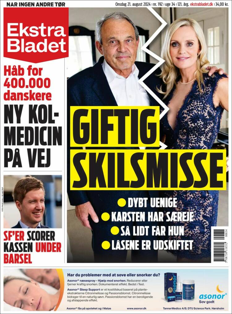 Portada de Ekstra Bladet (Dinamarca)