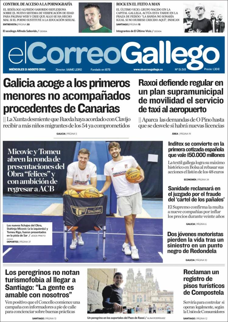 Portada de El Correo Gallego (Espa&ntilde;a)