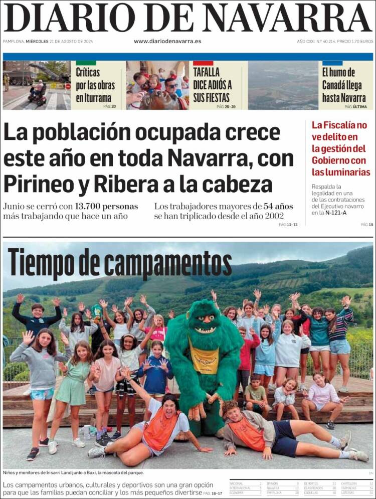 Portada de Diario de Navarra (Espa&ntilde;a)