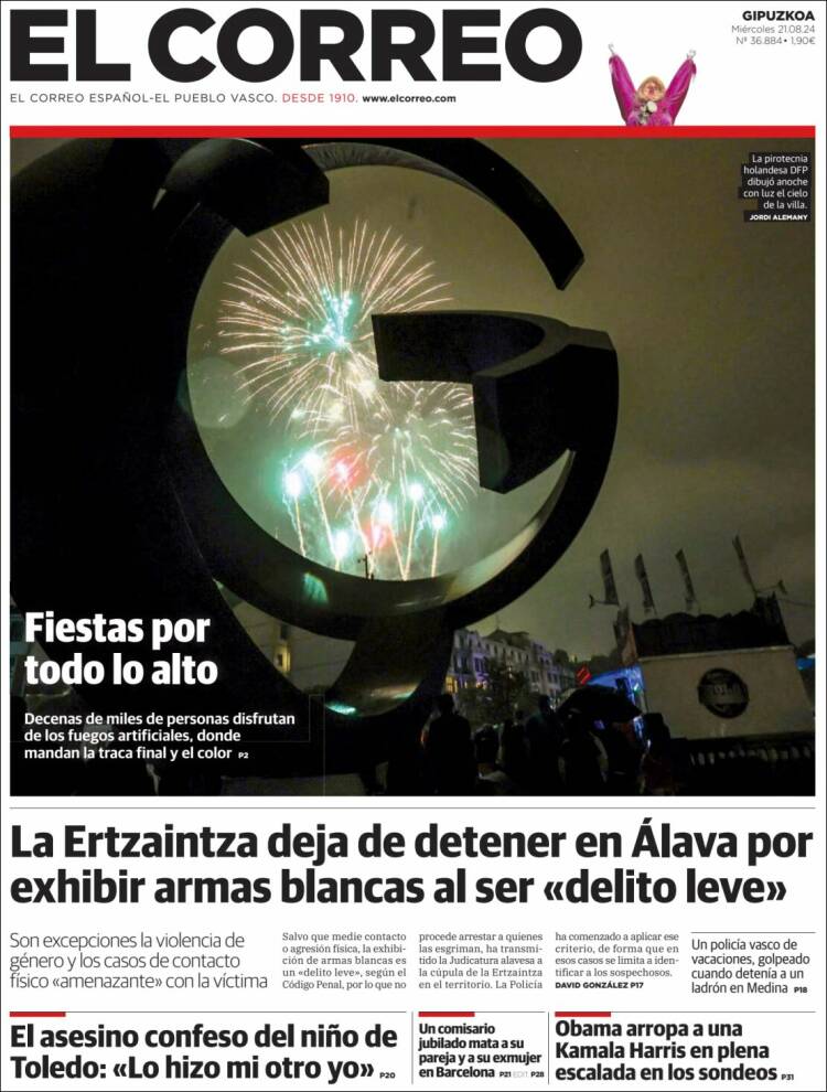 Portada de El Correo - Guipuzcoa (Espa&ntilde;a)