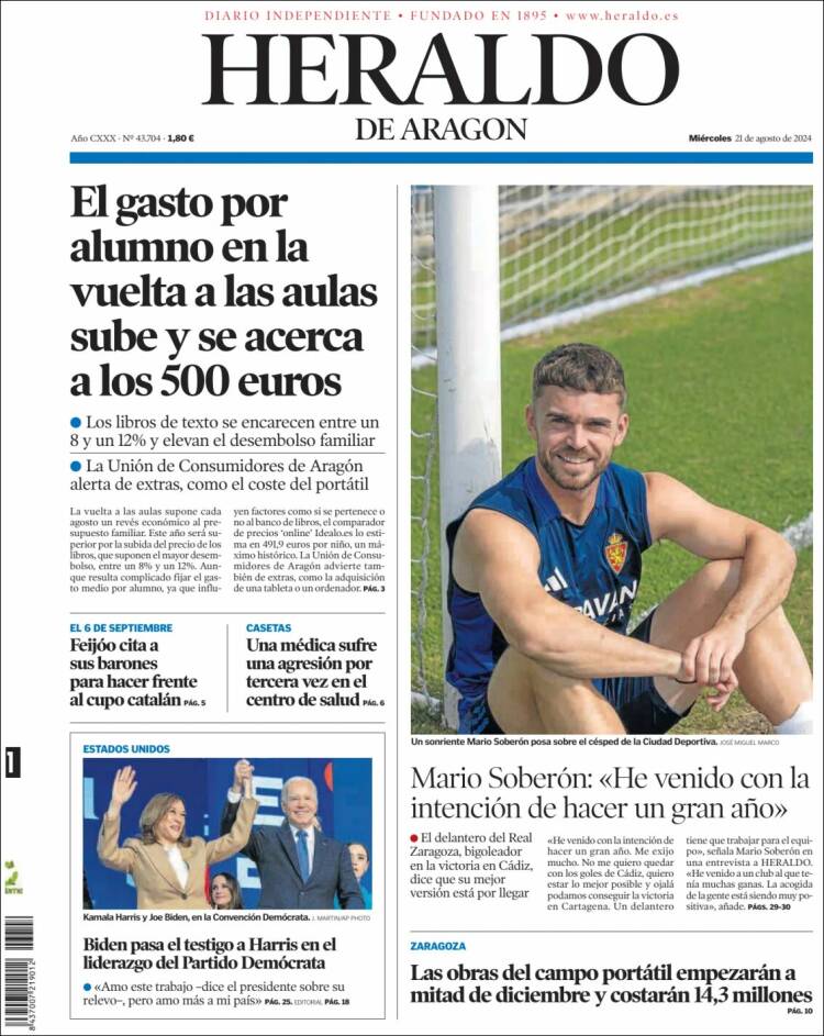 Portada de Heraldo de Aragón (Espa&ntilde;a)