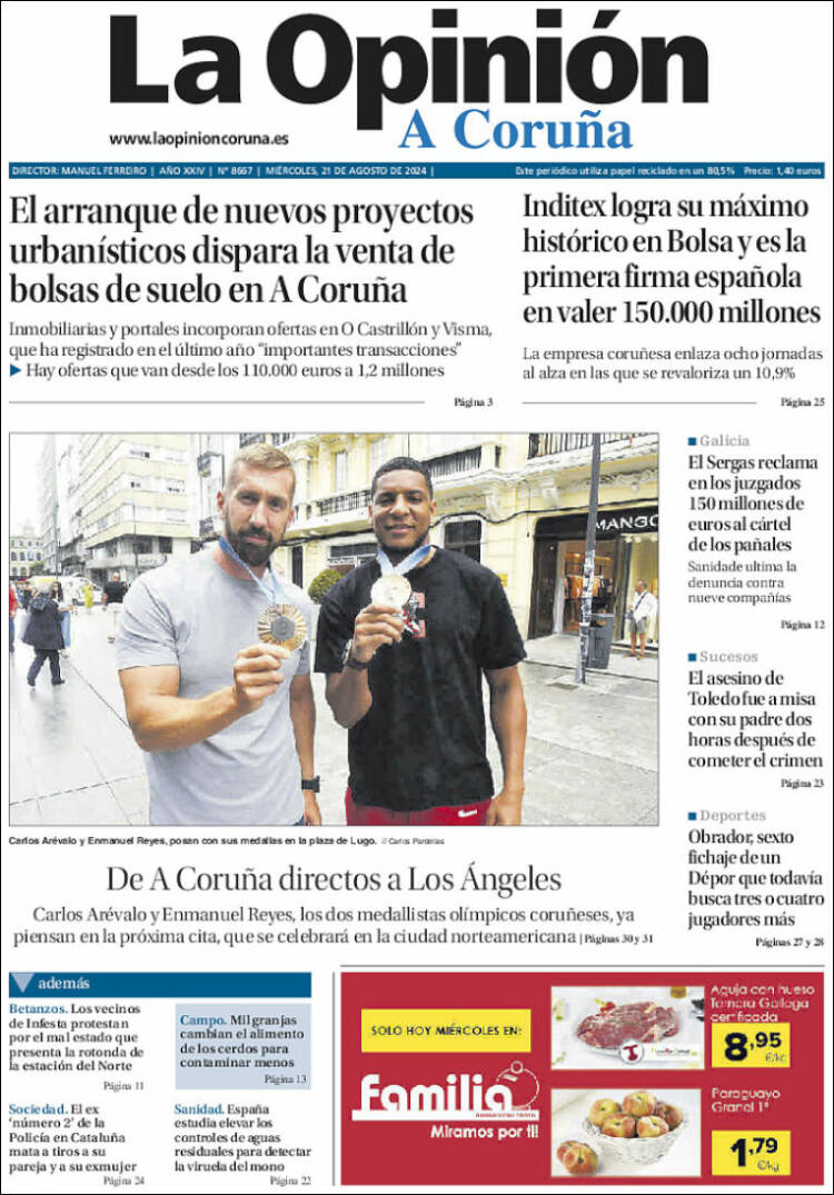 Portada de La Opinión de A Coruña (Espa&ntilde;a)