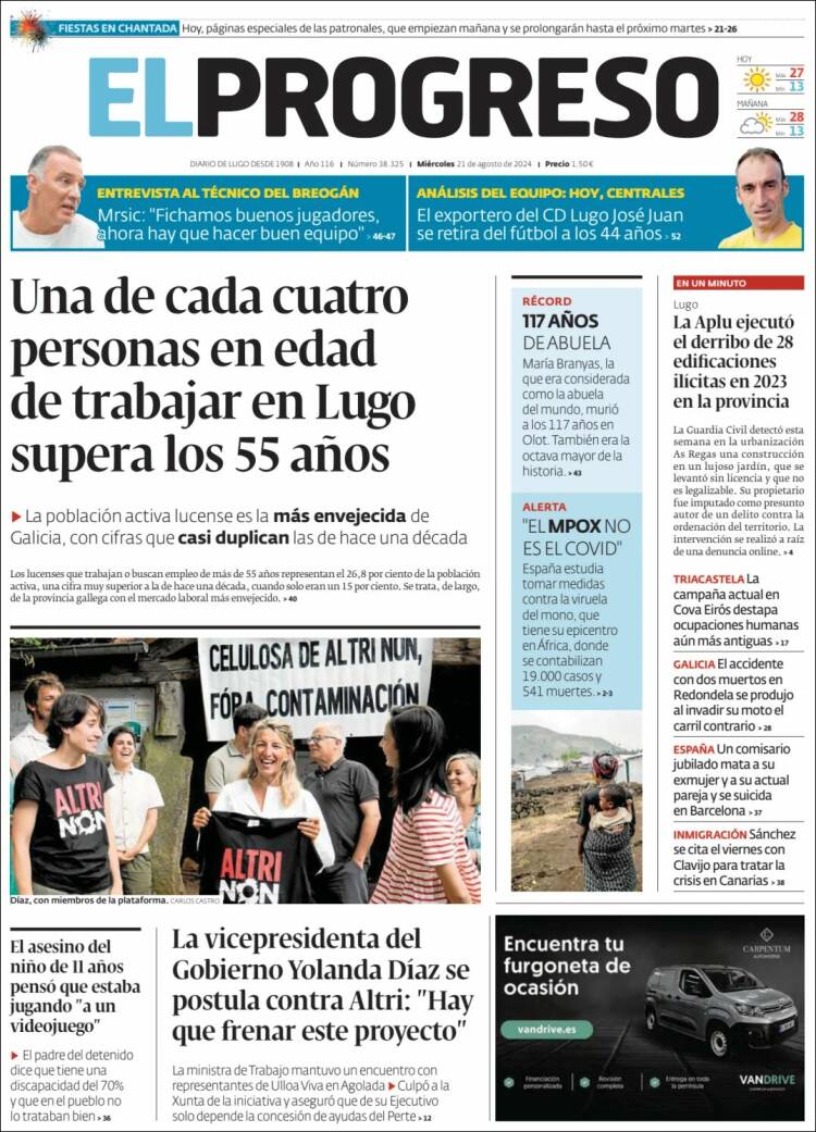 Portada de El Progreso (Espa&ntilde;a)