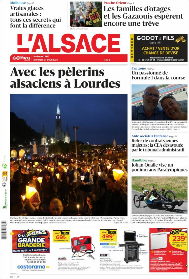 Portada de Journal L'Alsace (Francia)