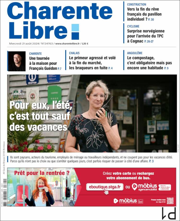 Portada de Charente Libre (Francia)
