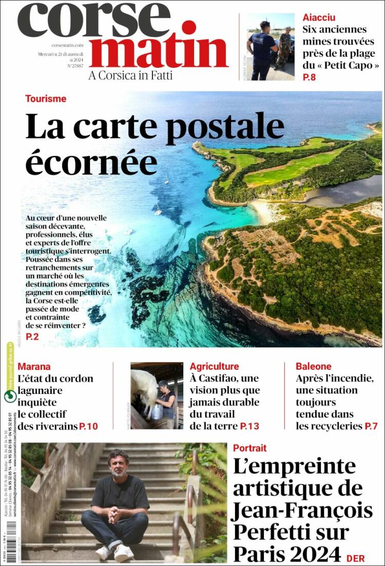 Portada de Corse-Matin (Francia)