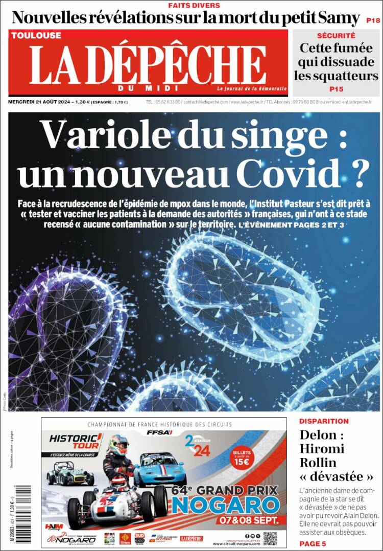 Portada de La Dépêche du Midi (Francia)