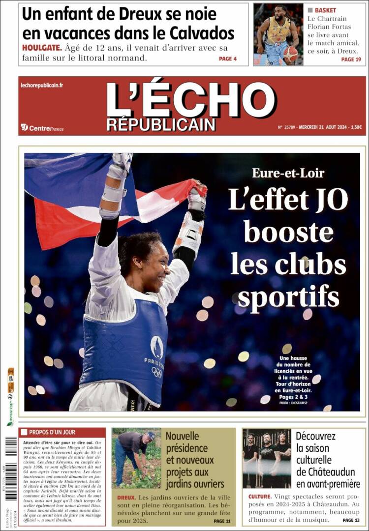 Portada de L'Echo Républicain (Francia)