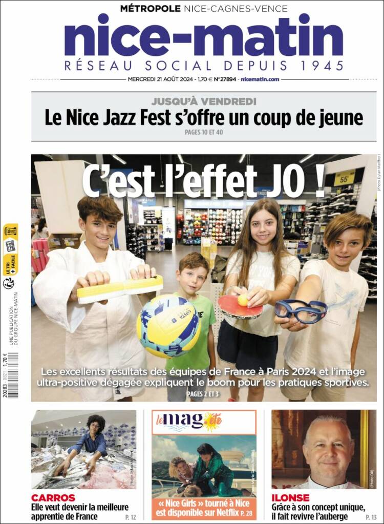 Portada de Nice-Matin (Francia)