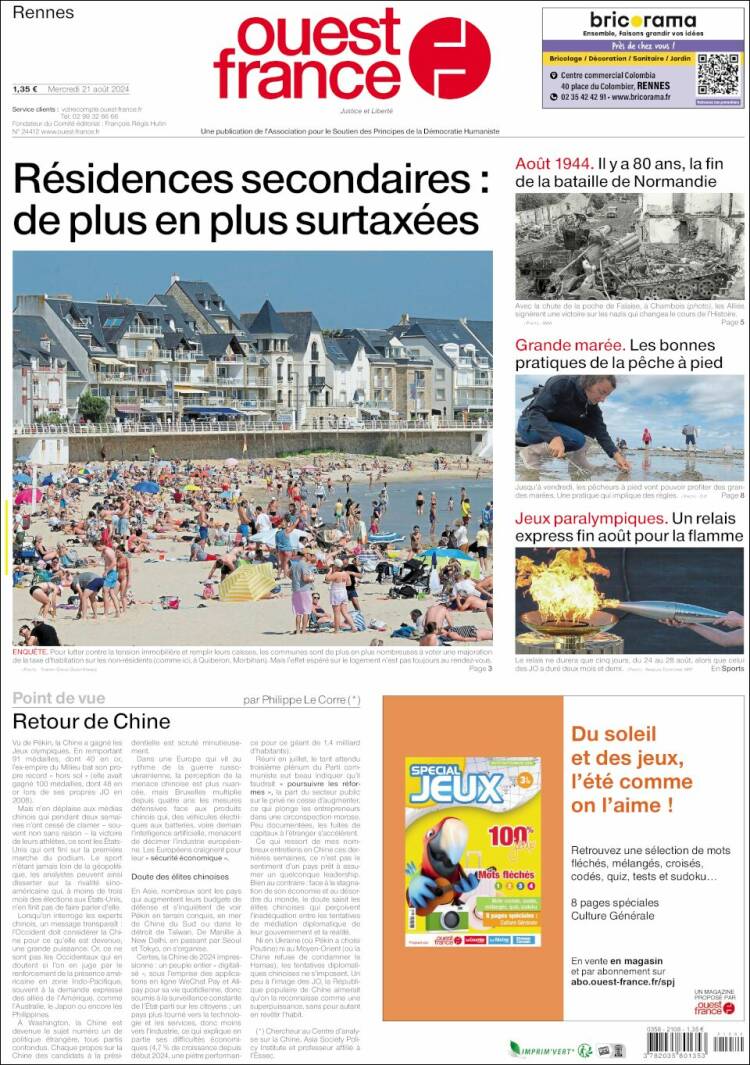 Portada de Ouest France (Francia)