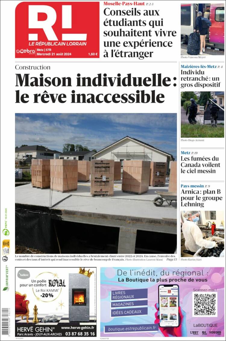 Portada de Le Republicain Lorrain (Francia)