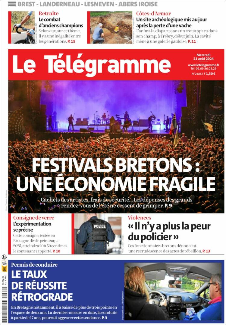 Portada de Télégramme (Francia)