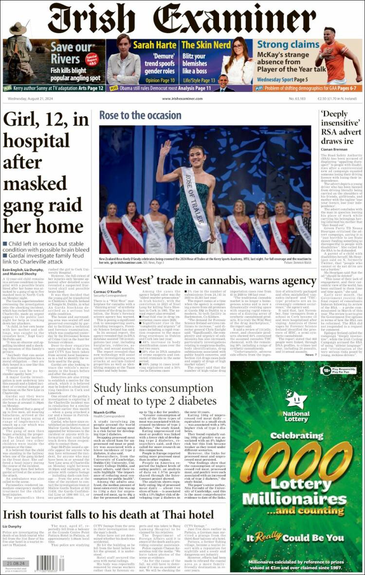 Portada de Irish Examiner (Irlanda)