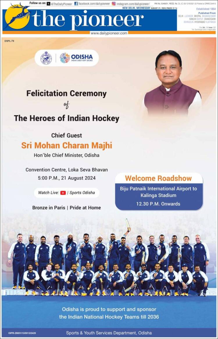 Portada de The Pioneer (India)