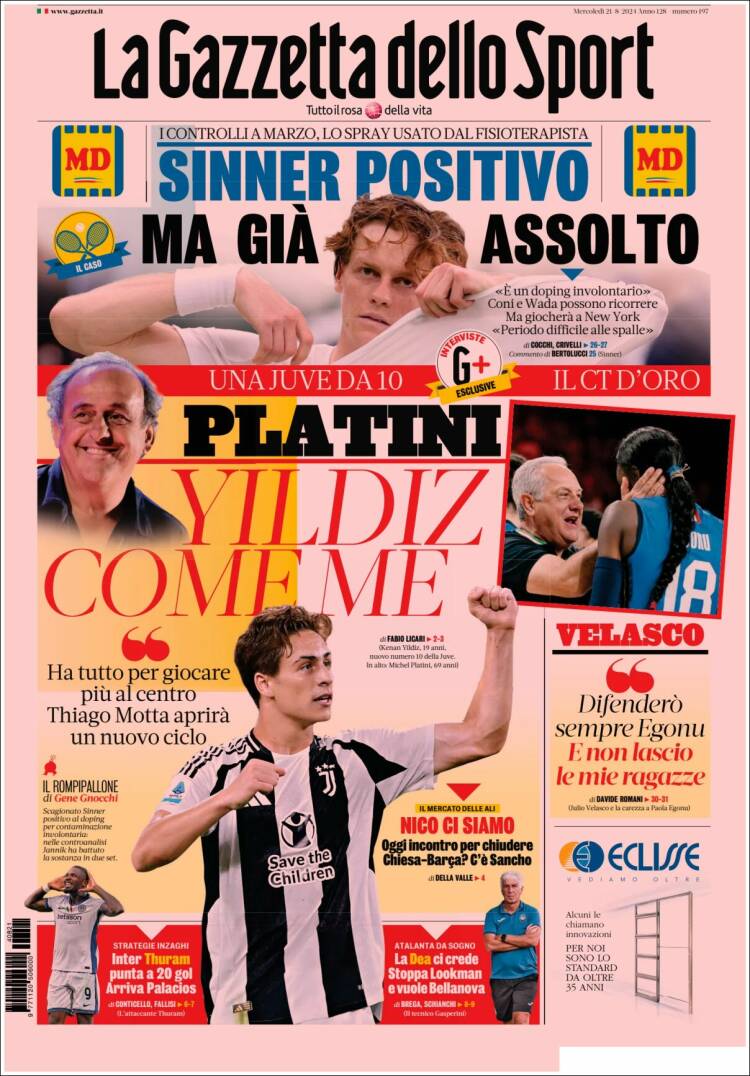 Portada de La Gazzetta dello Sport (Italia)