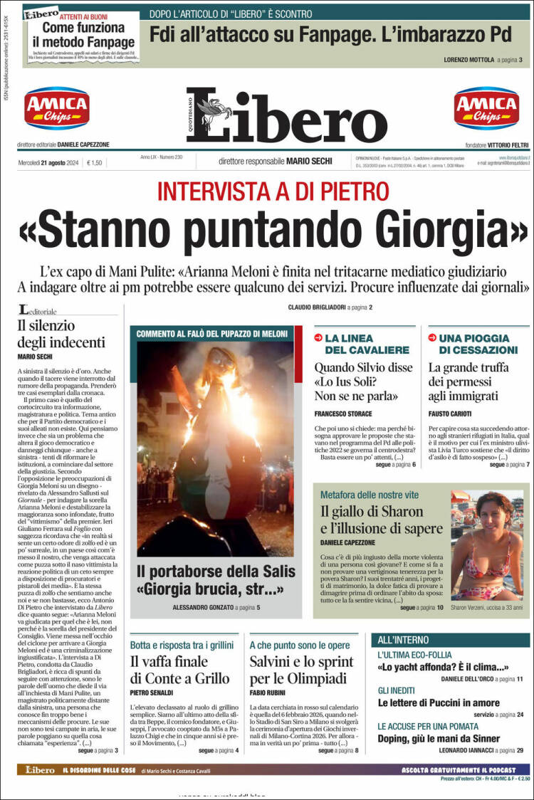Portada de Libero (Italie)