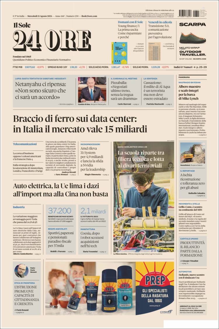 Portada de Il Sole 24 ORE (Italia)