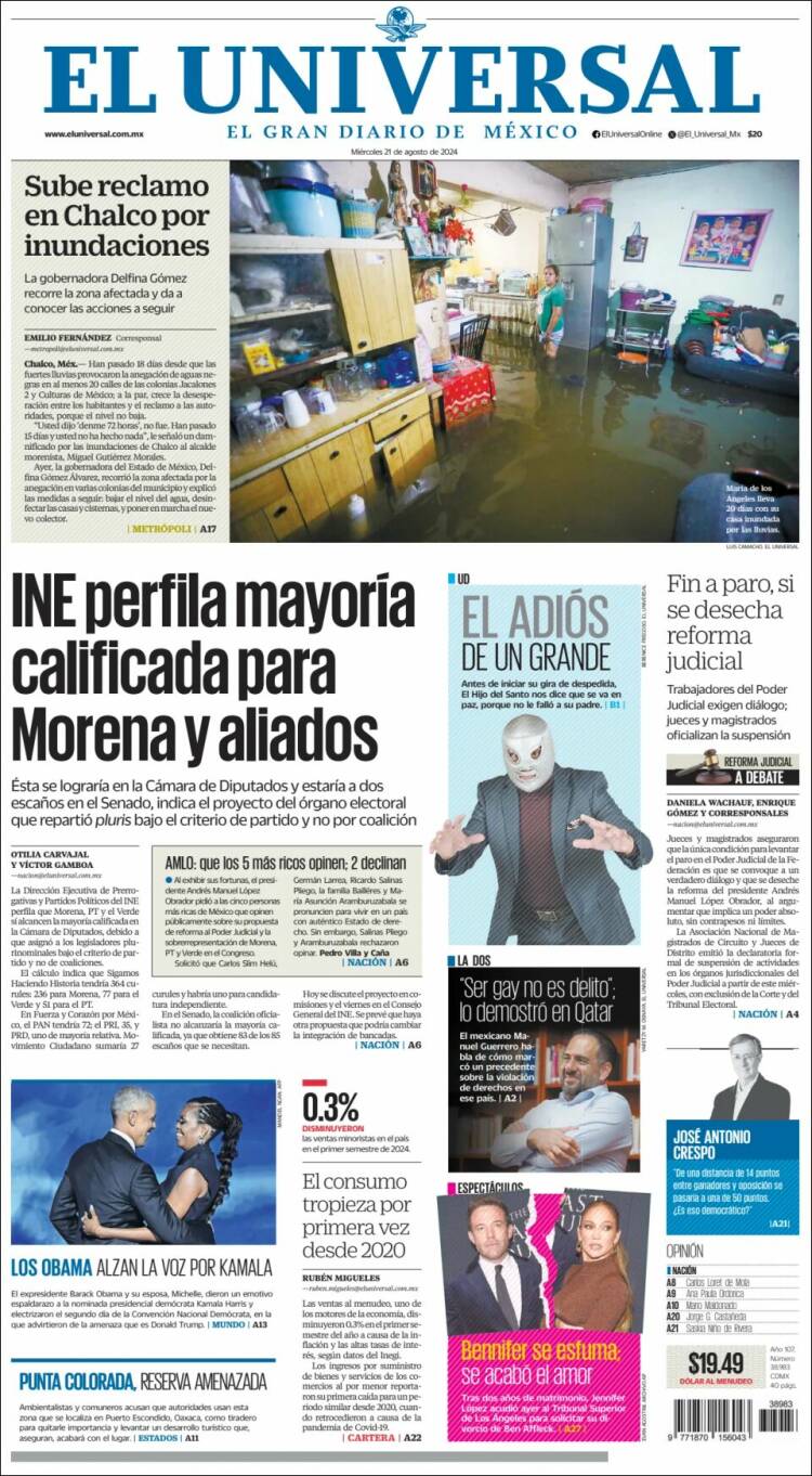 Portada de El Universal (M&eacute;xico)