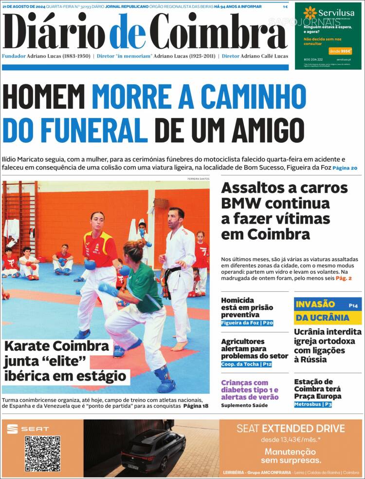 Portada de Diário de Coimbra (Portugal)