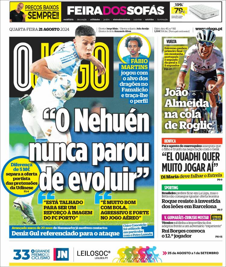 Portada de O Jogo (Portugal)