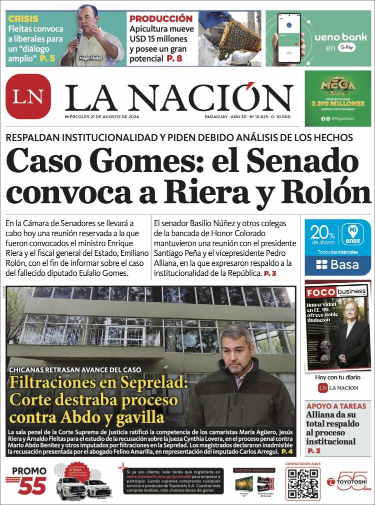 Portada de La Nación (Paraguay)