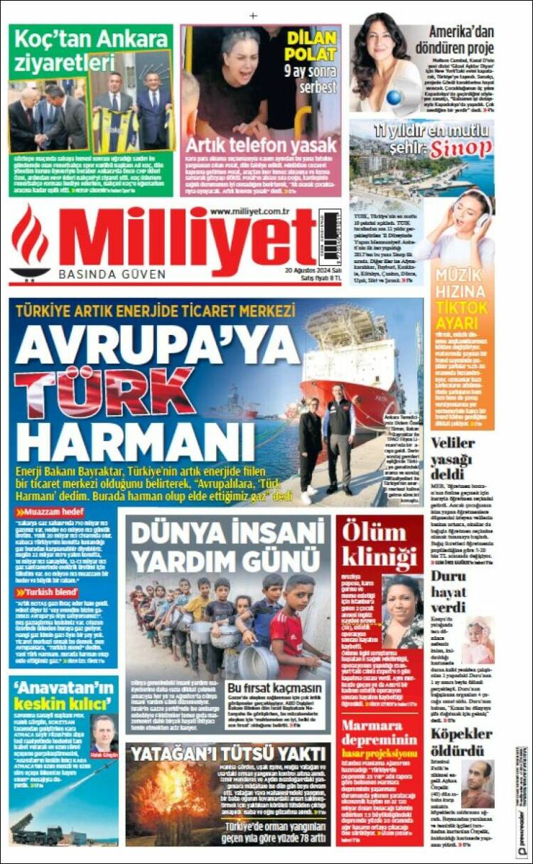 Portada de Milliyet (Turqu&iacute;a)
