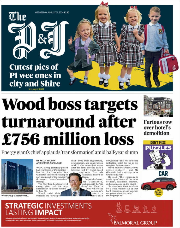 Portada de The Press and Journal (Reino Unido)