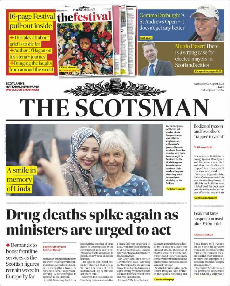 Portada de The Scotsman (Reino Unido)