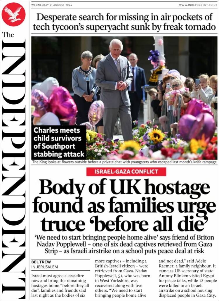 Portada de The Independent (Reino Unido)