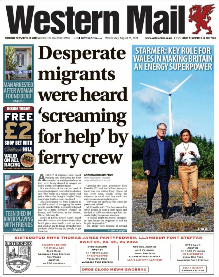 Portada de Western Mail (Reino Unido)
