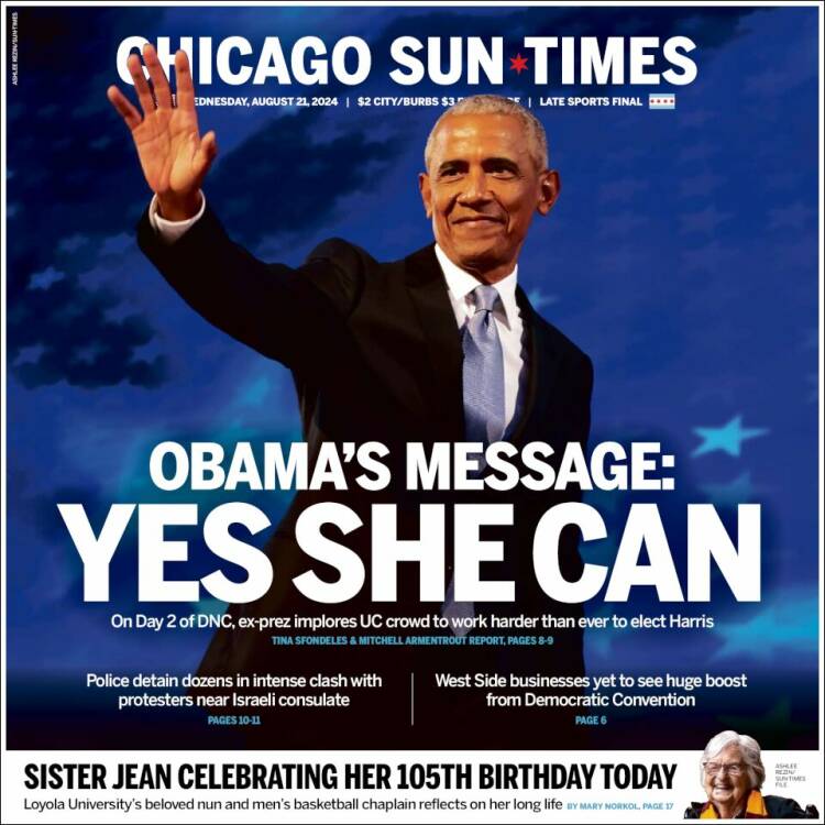 Portada de Chicago Sun-Times (USA)