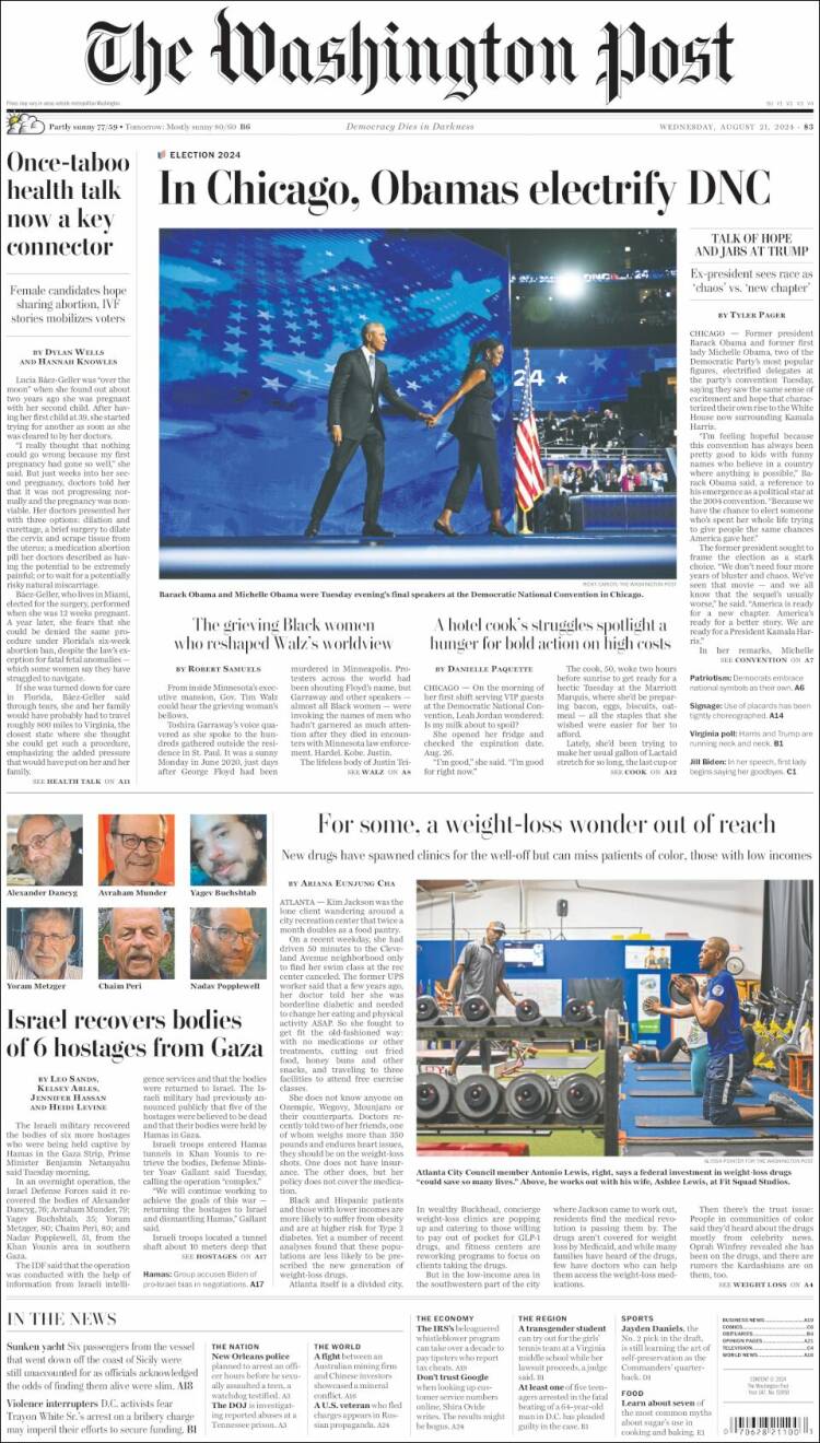 Portada de The Washington Post (USA)